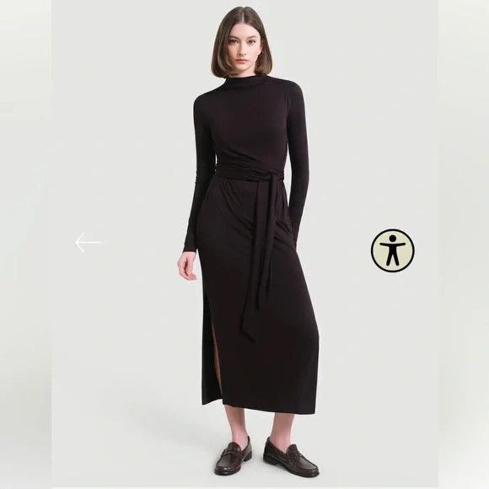 Modern Citizen Vero Dress Womens XL Black Modal Jersey Long Sleeve Maxi Tie Back